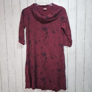 Vintage CMC Color Me Cotton Floral Tencel Blend Lagenlook Tunic Dress Size Small